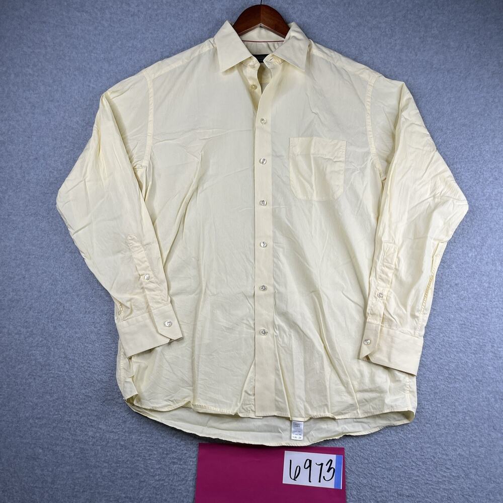 Eton Ganghester 1928 Shirt 16.5 Yellow Striped Button Up Long Sleeve Mens 42